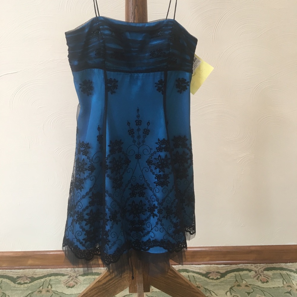 Blue Lace Homecoming Dress